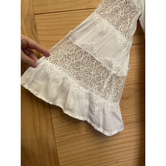 MINKPINK Dress women’s XS White Faithful Lace Tiered Cotton Mix White Tunic - Picture 4 of 9